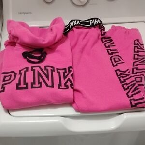 Vintage VS PINK Pink Cowl Neck Logo Sweatshirt & Sweatpants Set Size XS
